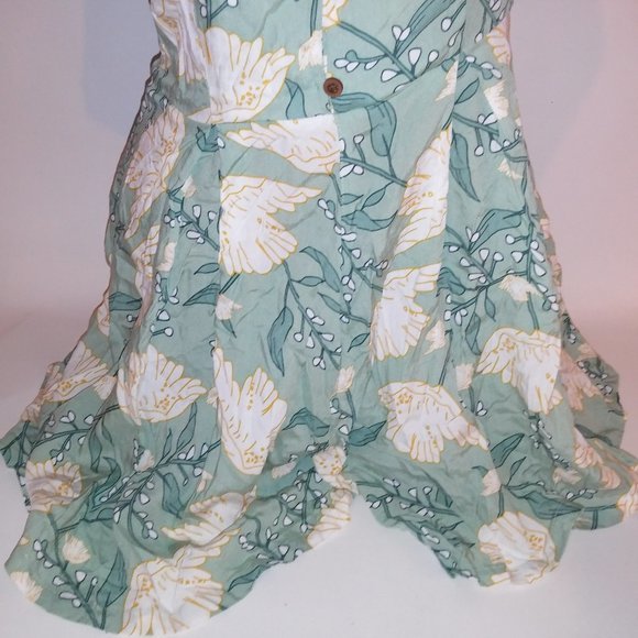 Modcloth x Collectif Romper One Piece US Size 6 Green  Floral Short Sleeve Zip U - Picture 11 of 16